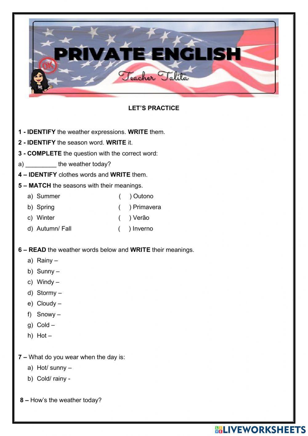 Vocabulary - Clothes, seasons and weather