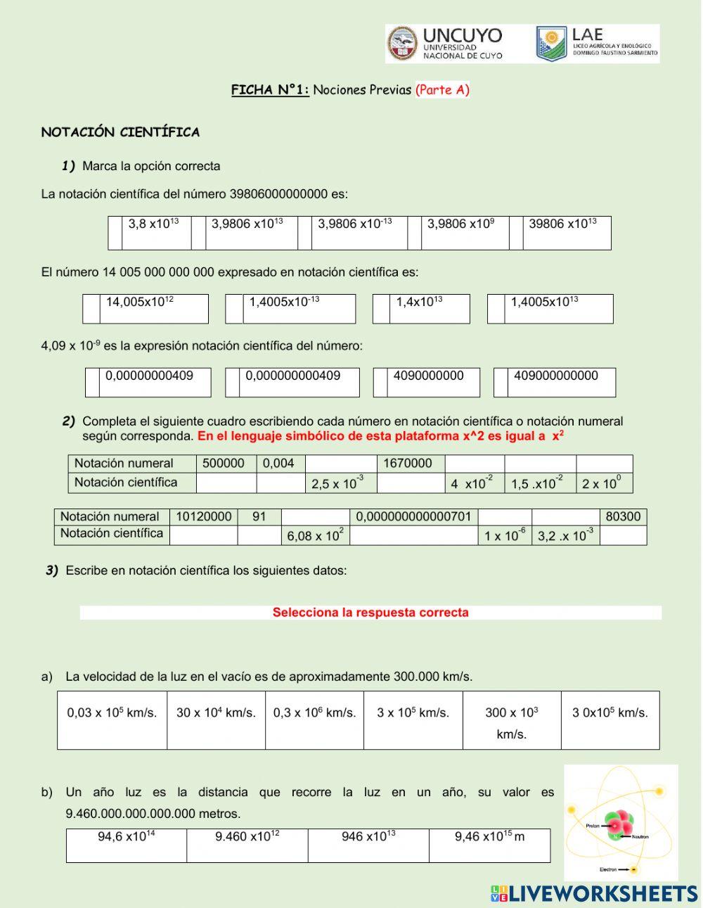 Nociones previas (Parte A) Magnitudes worksheet | Live Worksheets