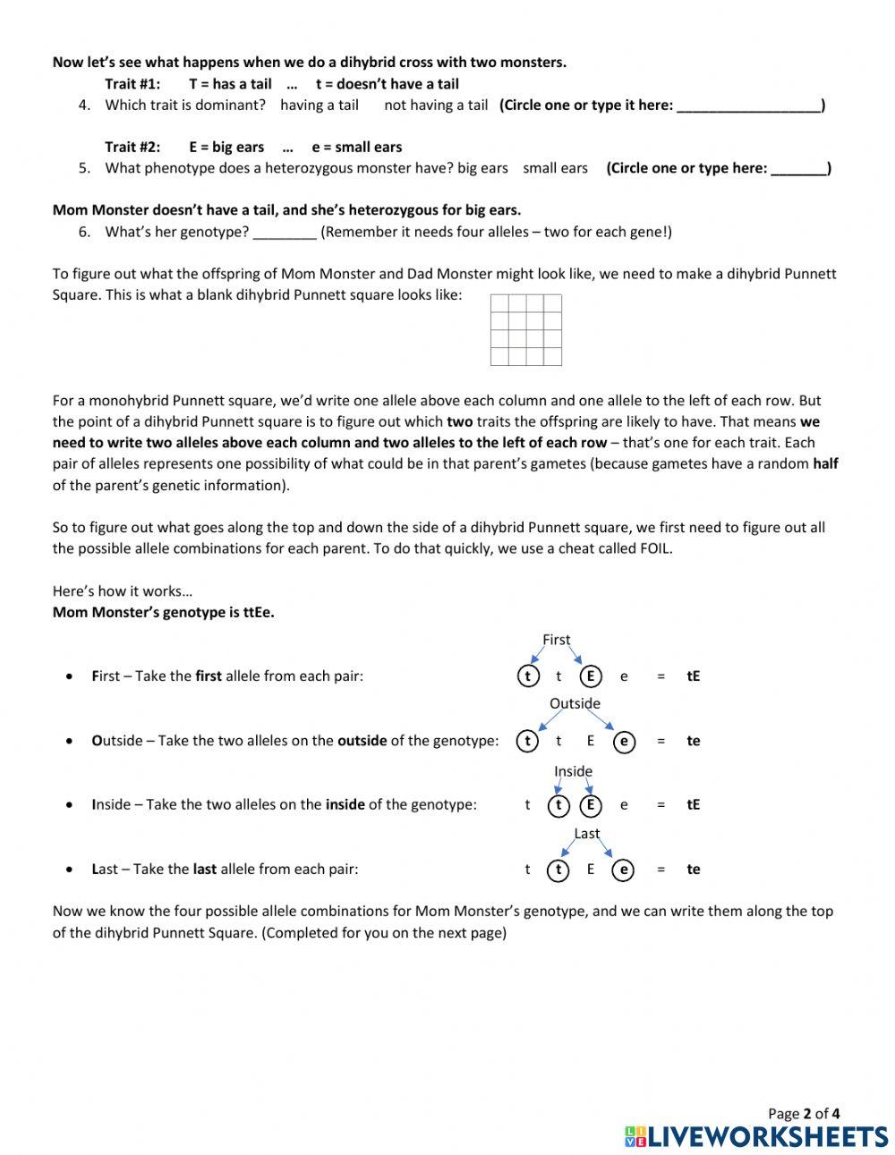 Unit 4 - Fun with Punnetts (Dihybrid - Complete)