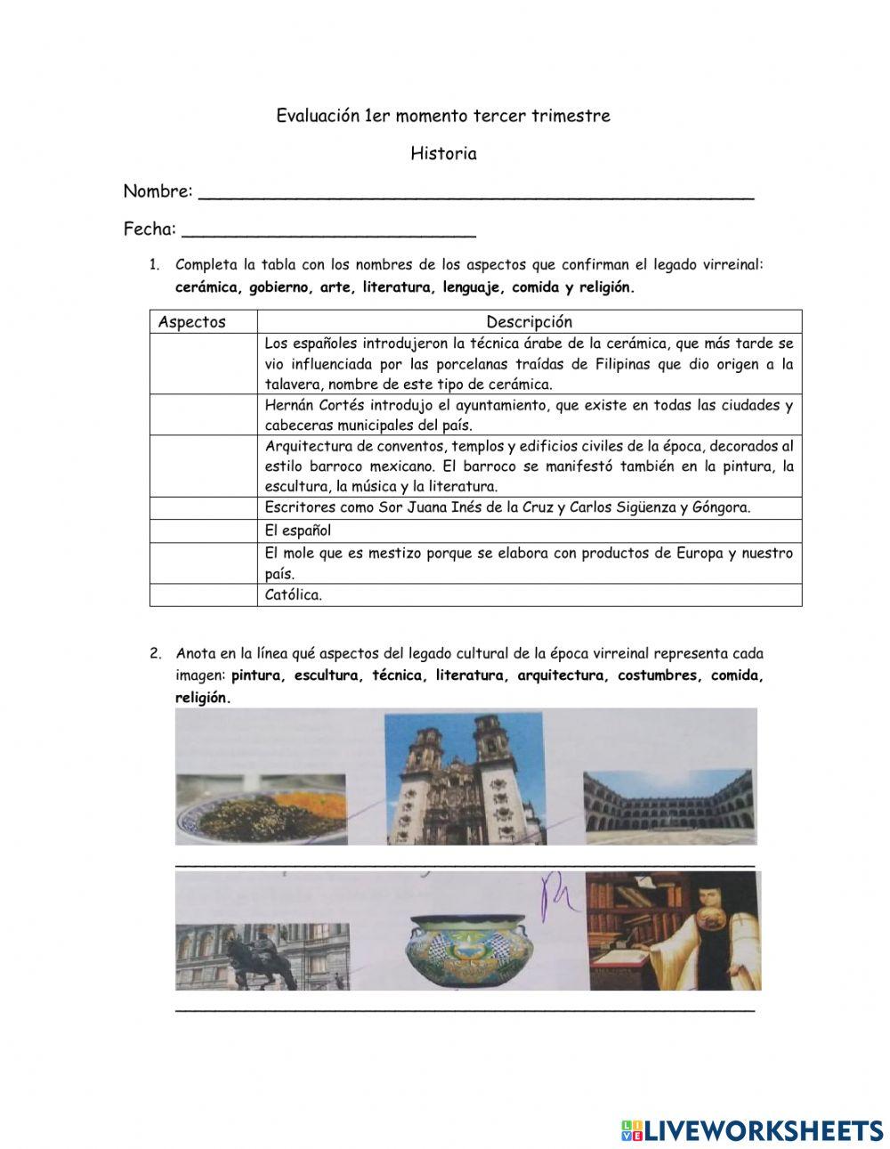 Evaluación historia