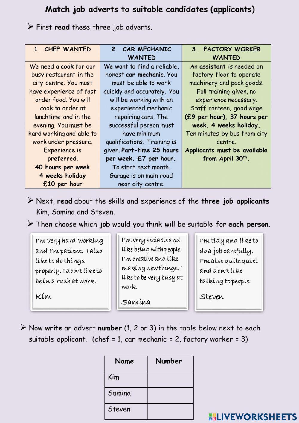 Matching applicants to jobs