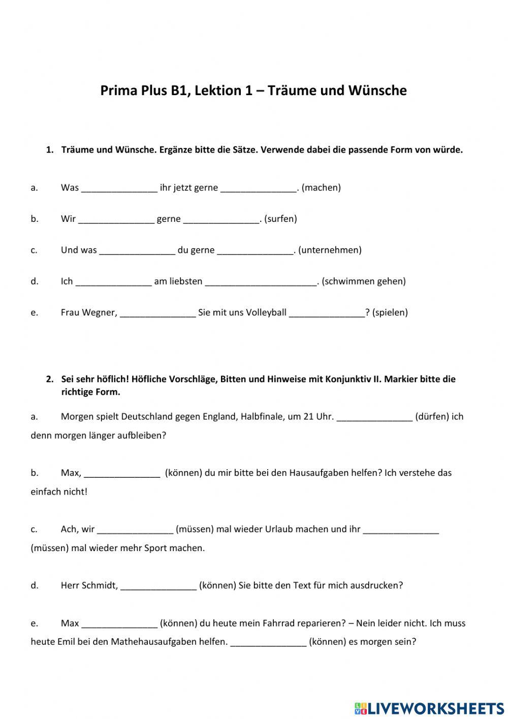 Prima Plus B1, Lektion 1