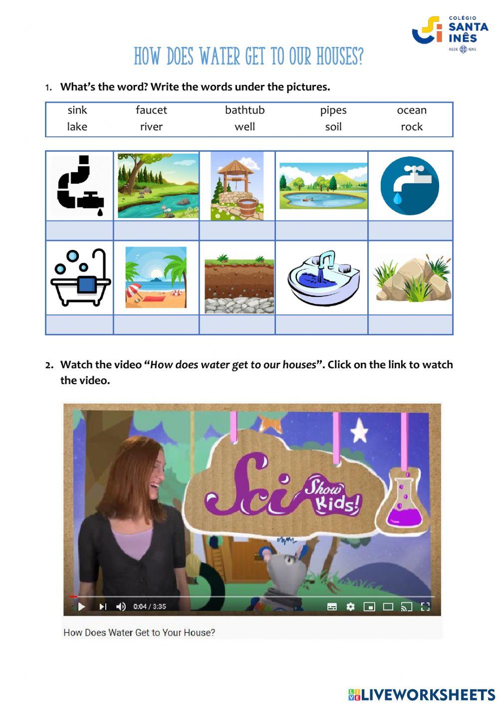 How does water get to our houses? worksheet Live Worksheets