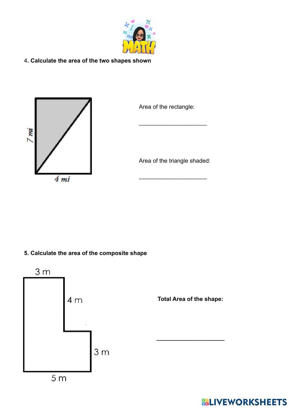 Area of rectangles and triangles