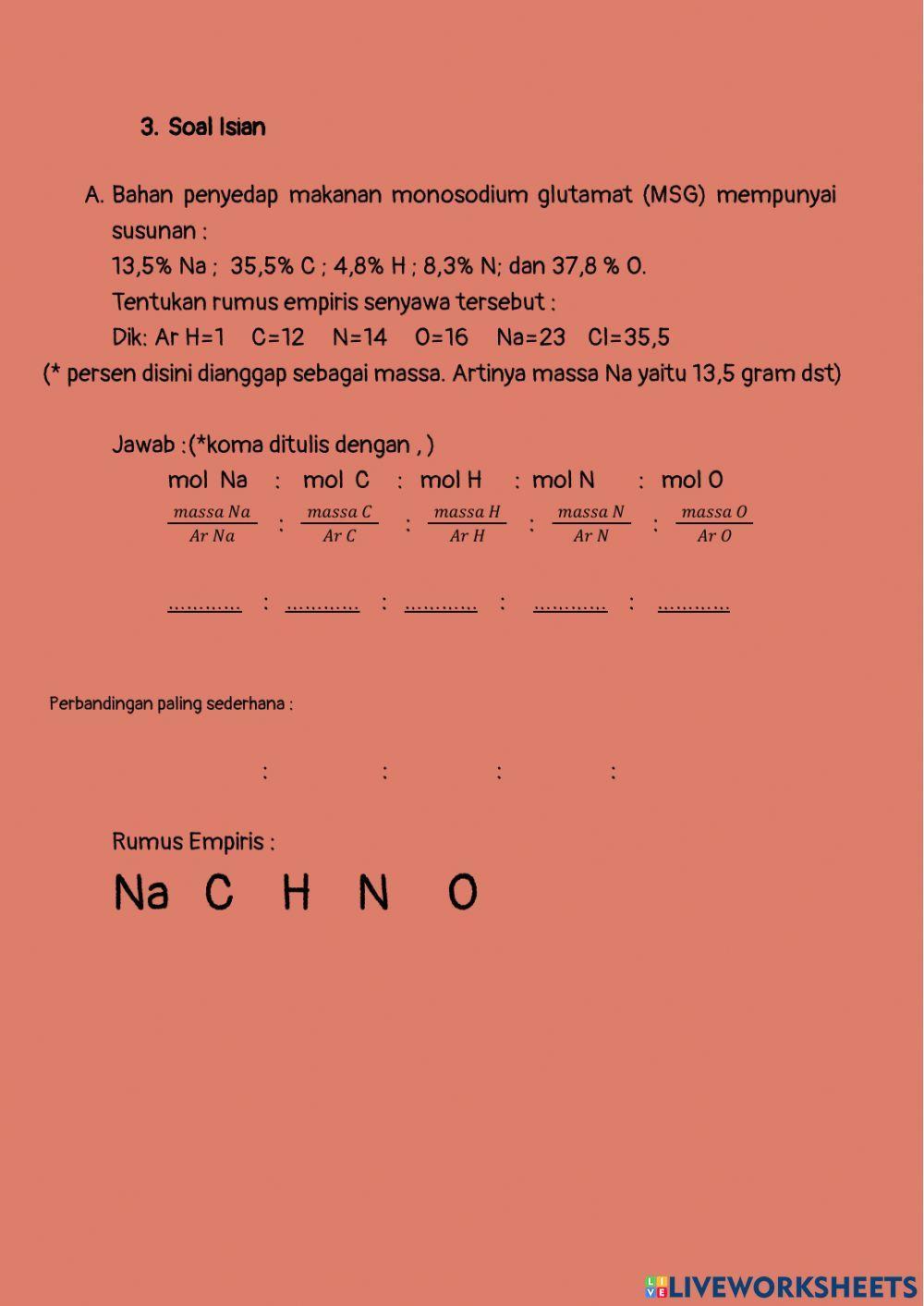 Rumus Empiris Rumus Molekul