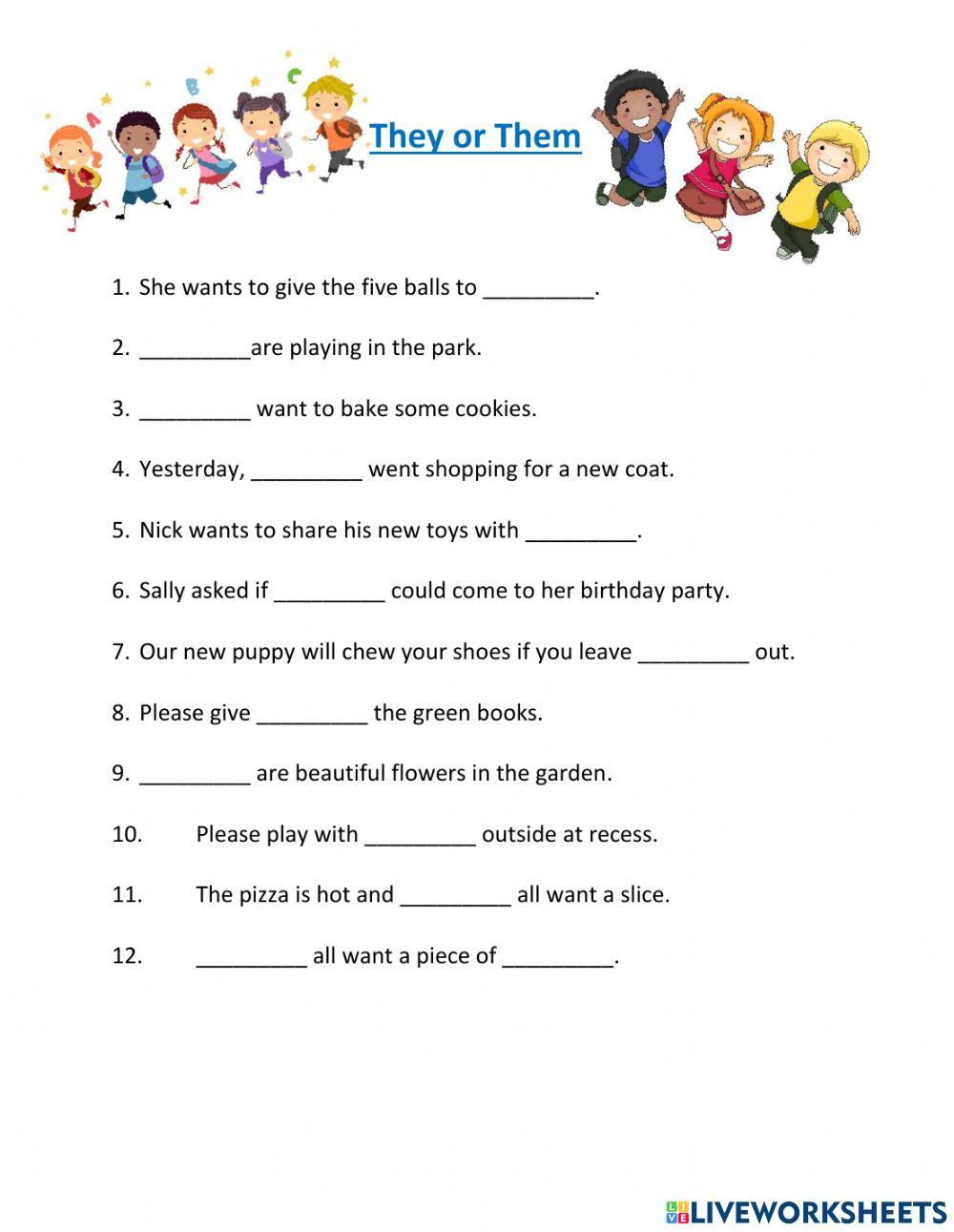 Pronouns online exercise for Grade 1-2 | Live Worksheets