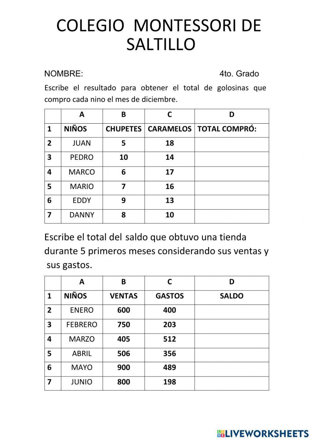 Ejercicioen Excel ficha 2