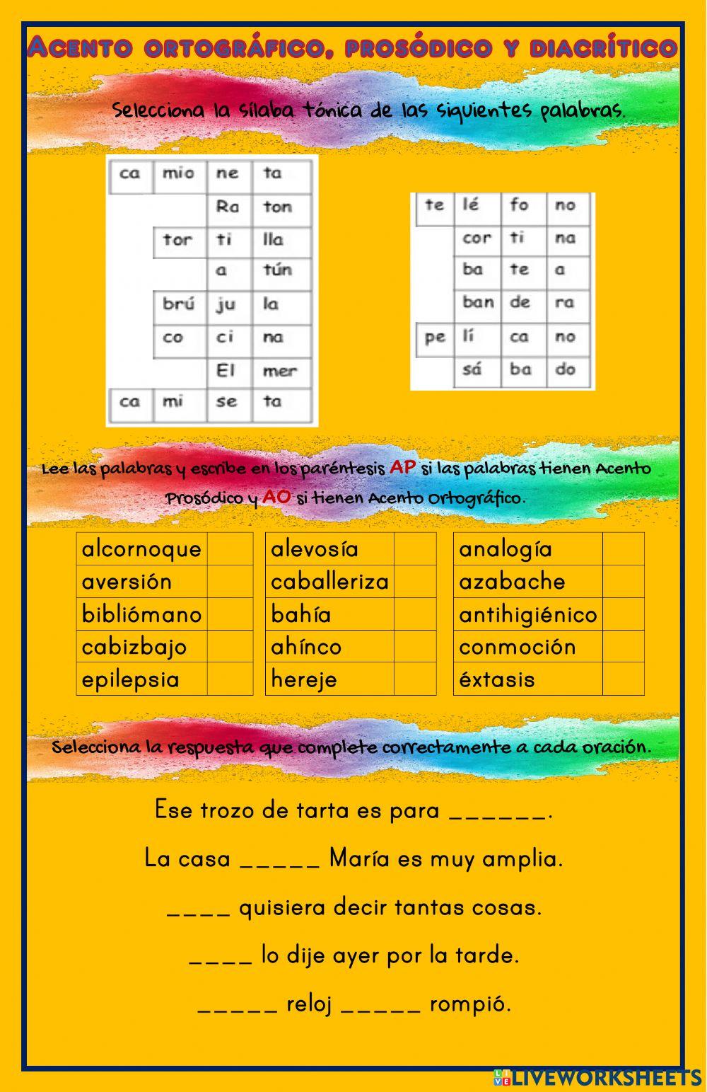Acento ortográfico prosódico y diacrítico 6498041 Acento ortográfico prosódico y diacrítico 6498041
