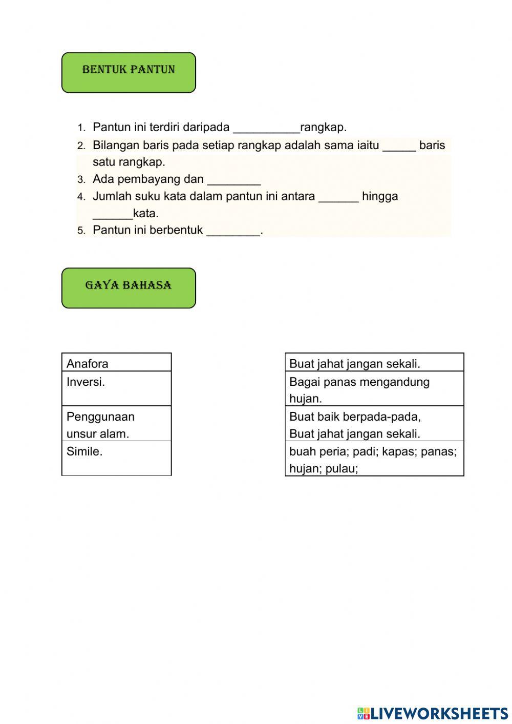 Pantun nasihat tingkatan 2