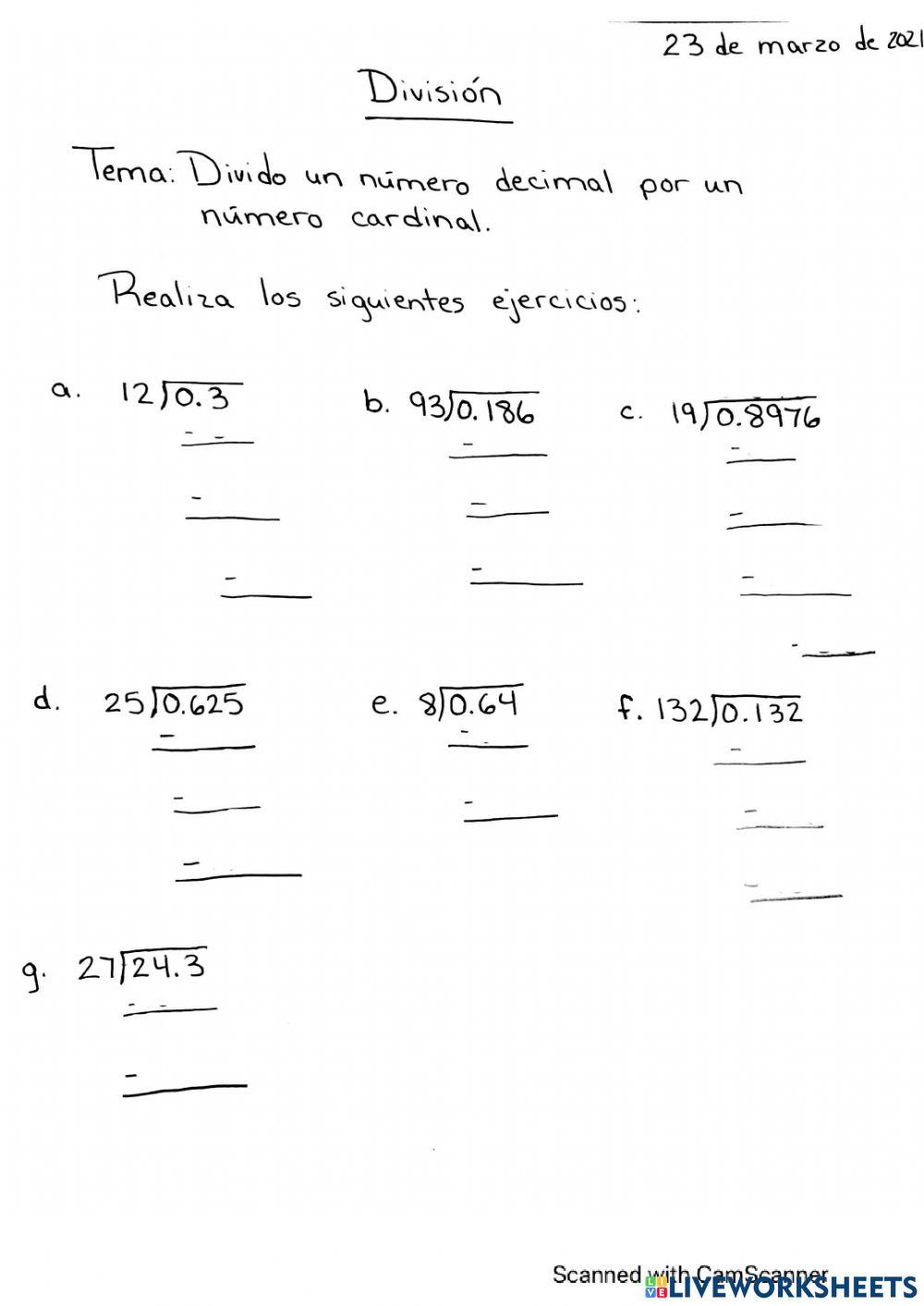 División con decimales