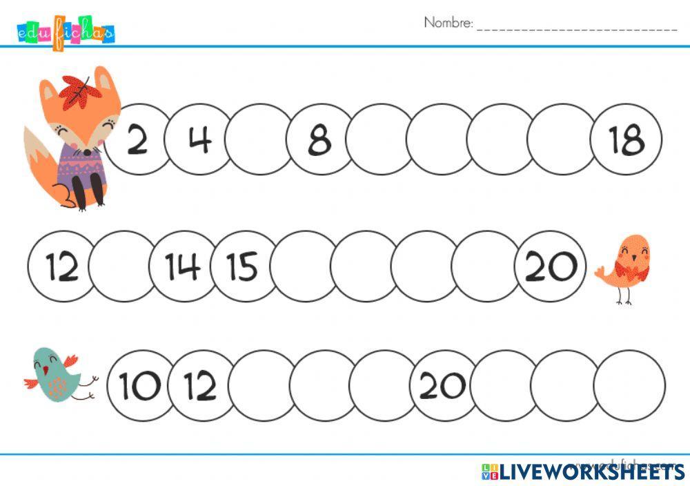 Secuencia numerica 1 en 1 y 2 en 2