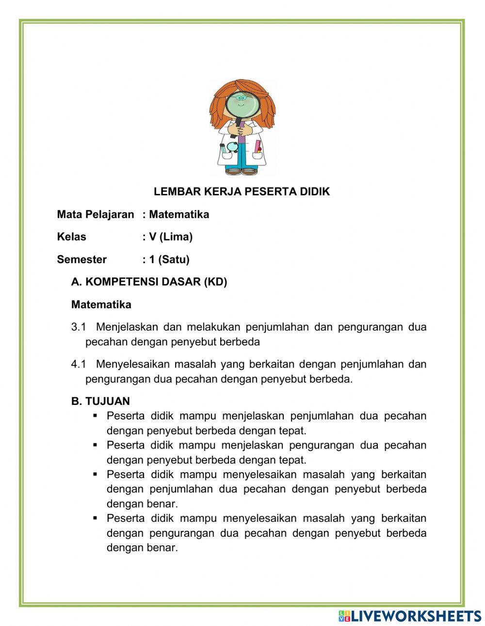 Latihan Soal Pecahan