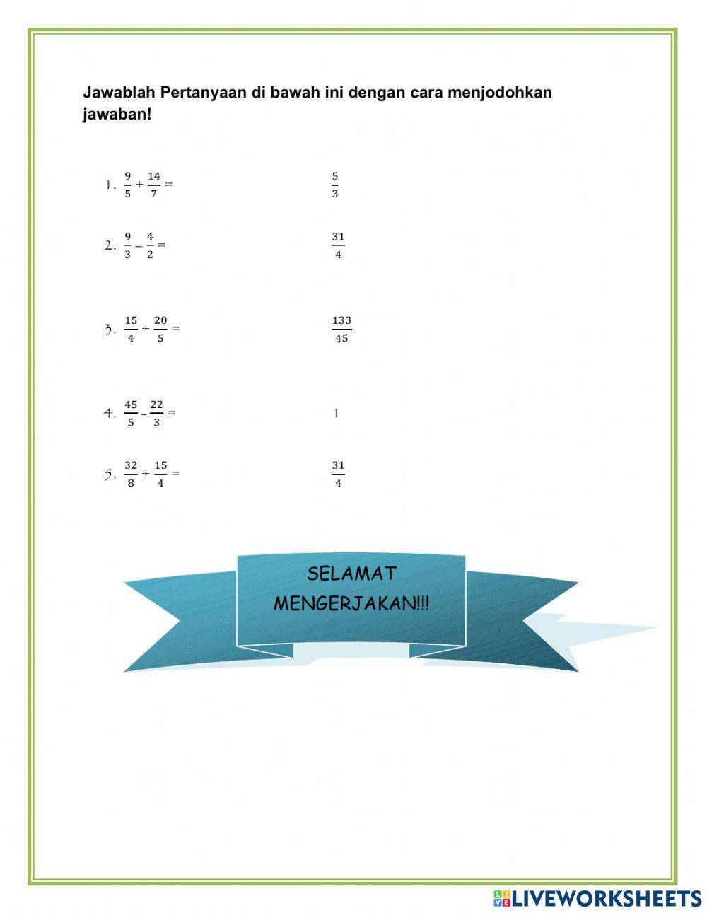 Latihan Soal Pecahan
