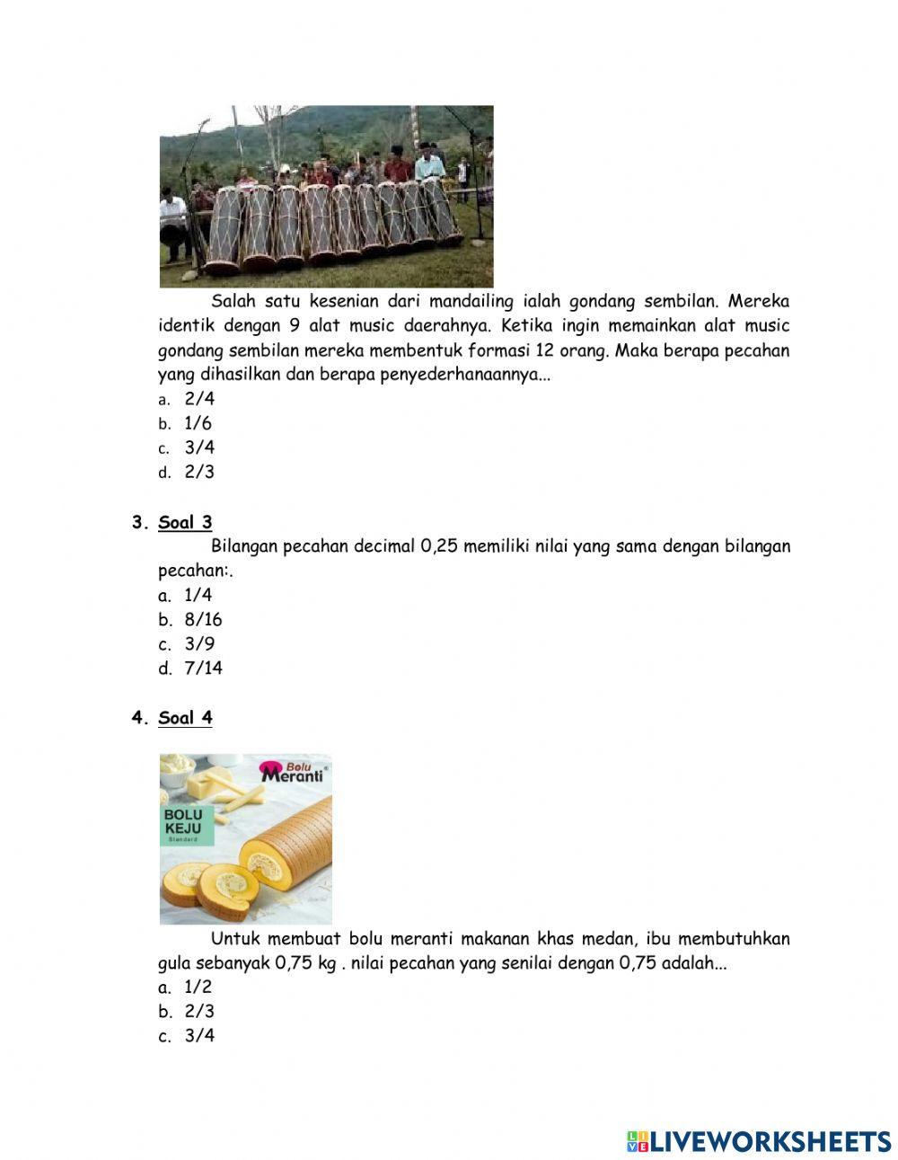 Kelas IV Matematika SD Pecahan Senilai