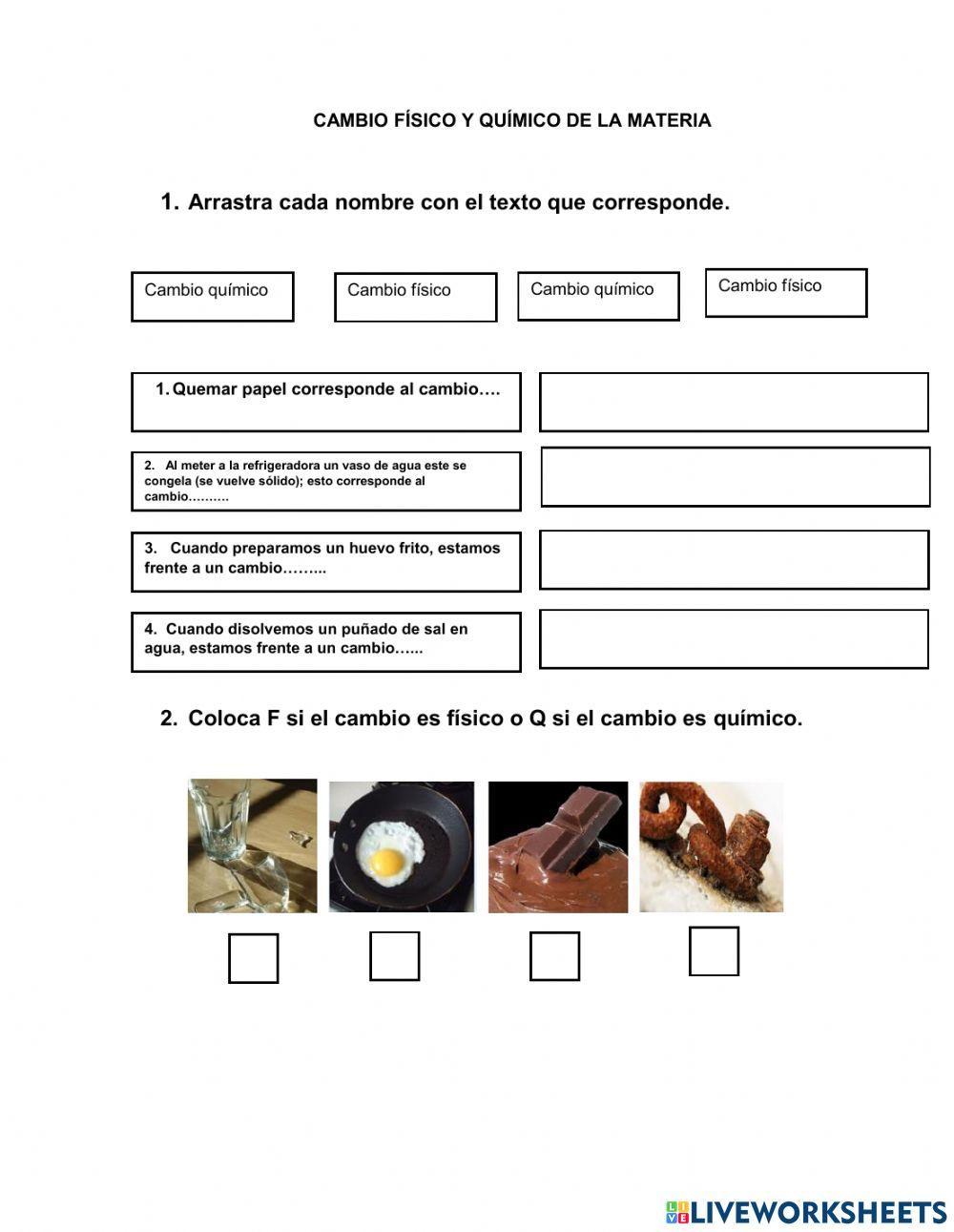 Cambios de la materia