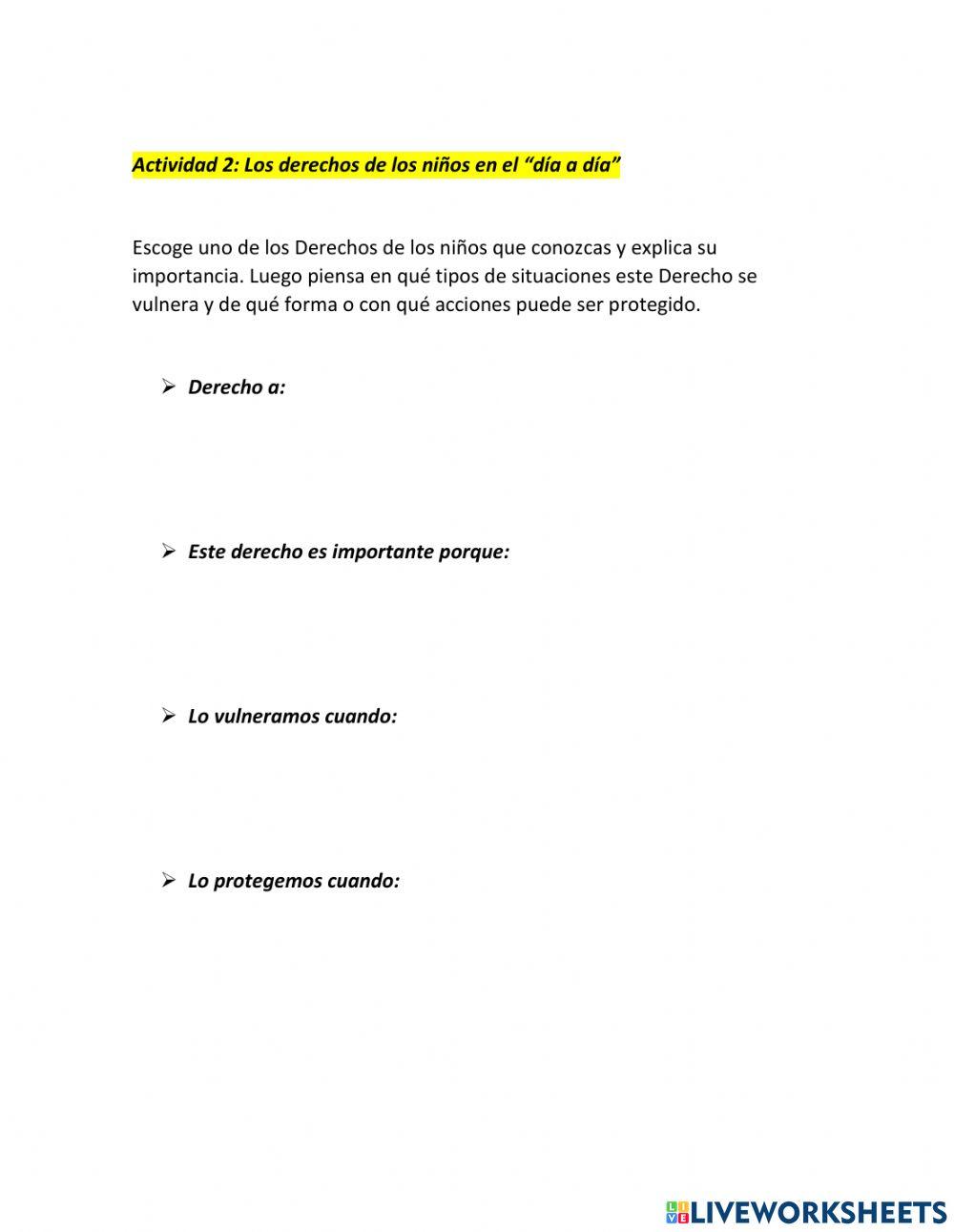 Ficha 2 - derechos del niño y niña