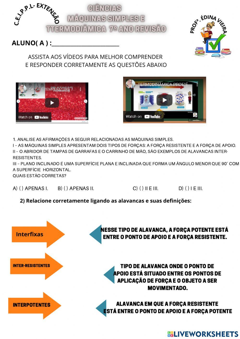 Máquinas simples e termodiâmica