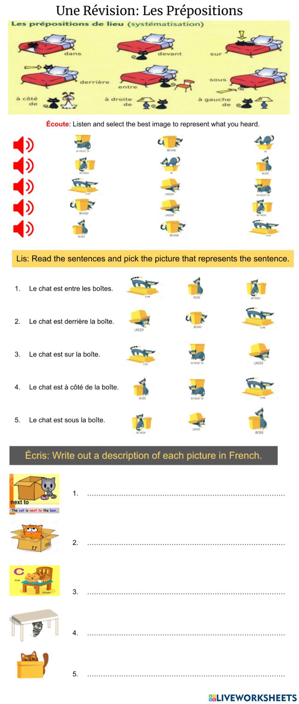 Révision: Les Prépositions