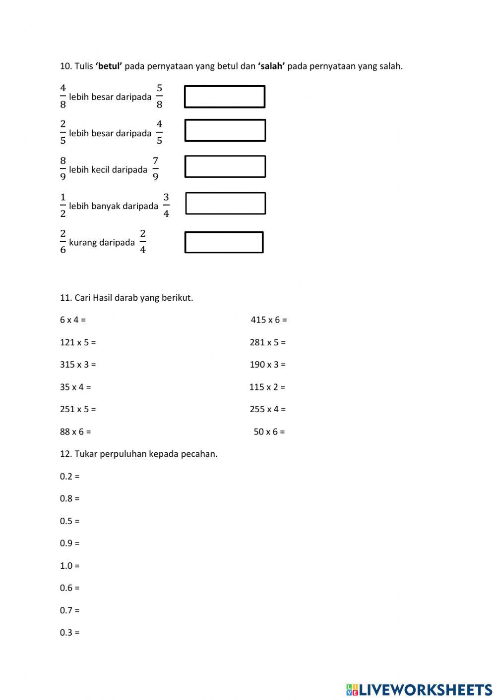 Perpuluhan dan pecahan