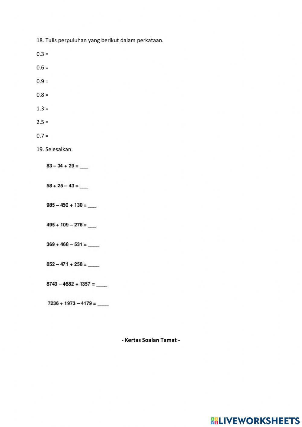 Perpuluhan dan pecahan