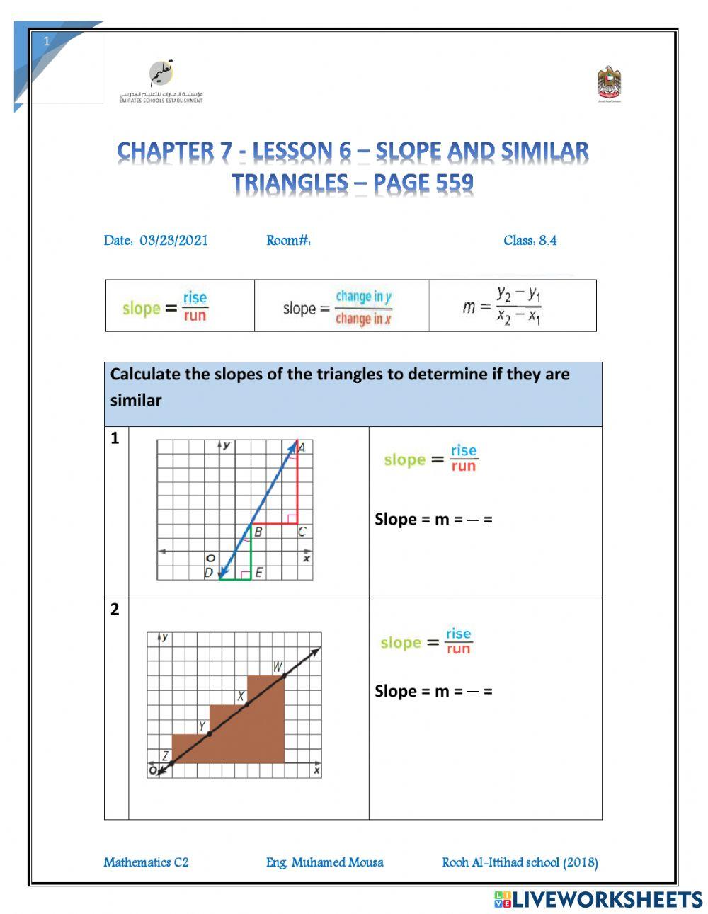 Slope online worksheet live worksheets