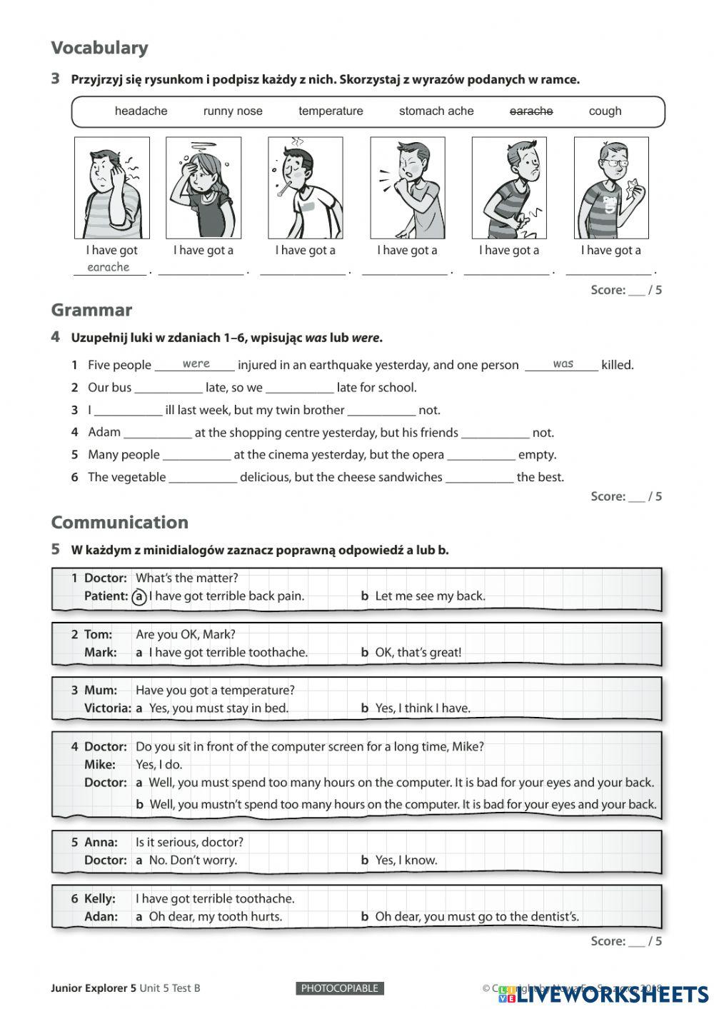Junior Explorer 5 unit 5 test