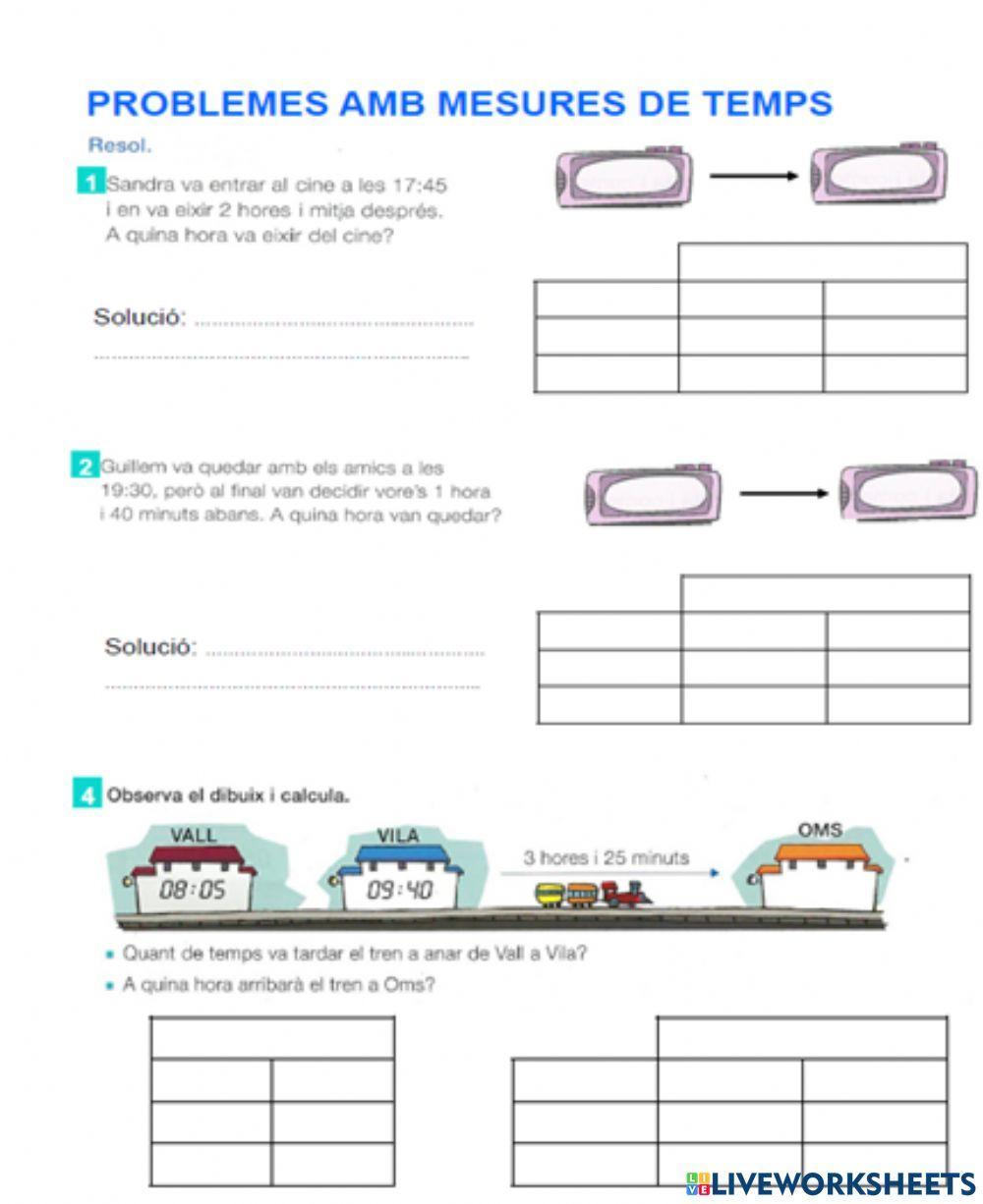 Problemas abn horas, minutos y segundos