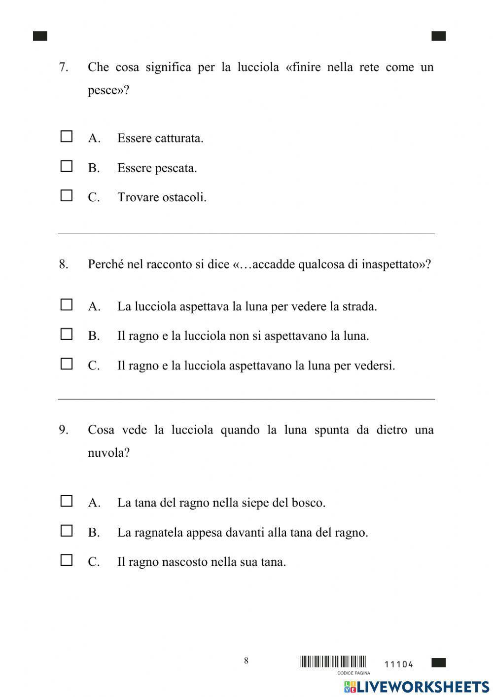 Prova Invalsi cl. 2 primaria as 2003-2004