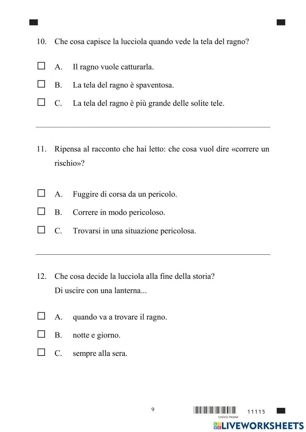 Prova Invalsi cl. 2 primaria as 2003-2004
