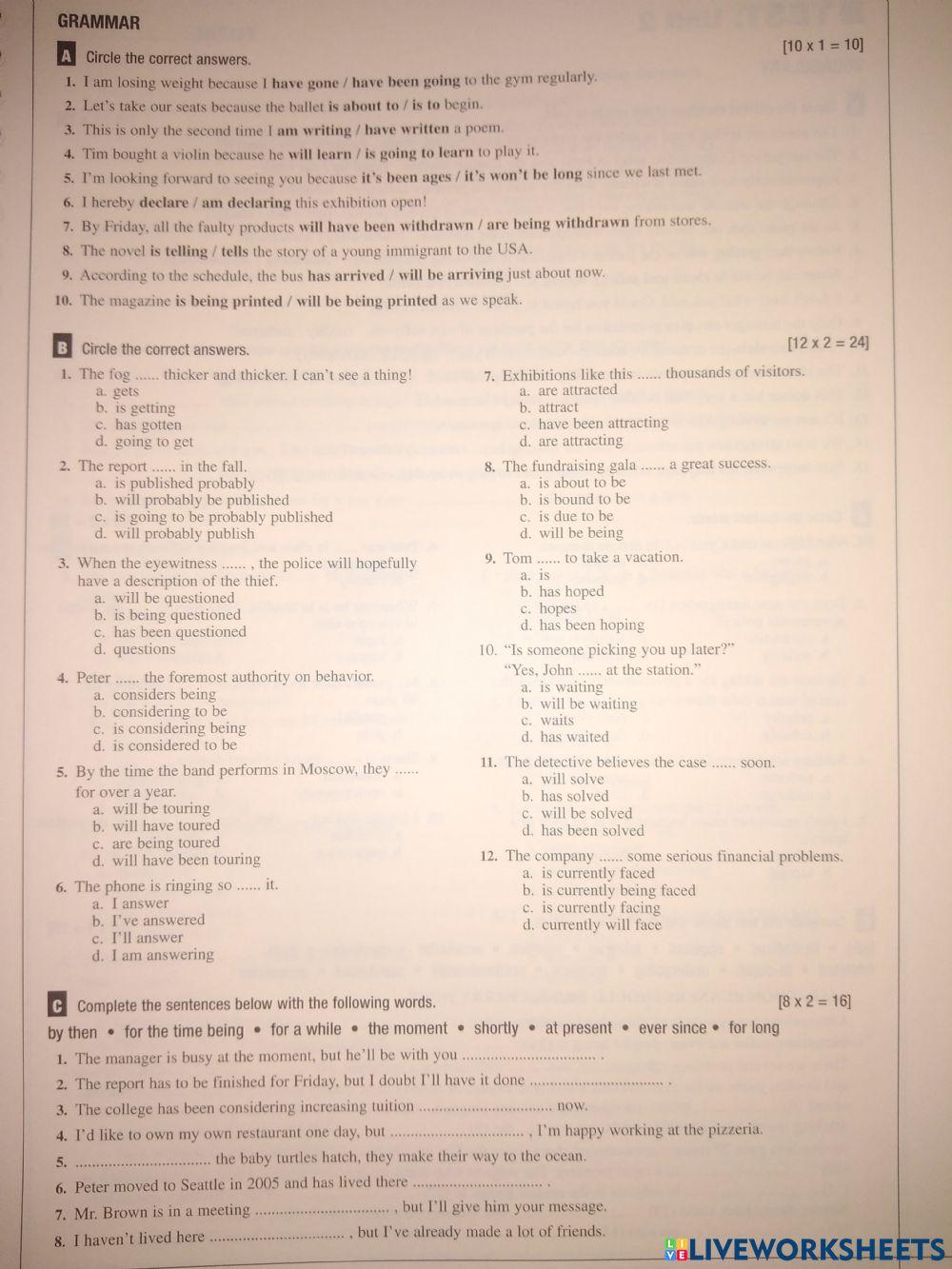Honors ECPE Unit 1 grammar test