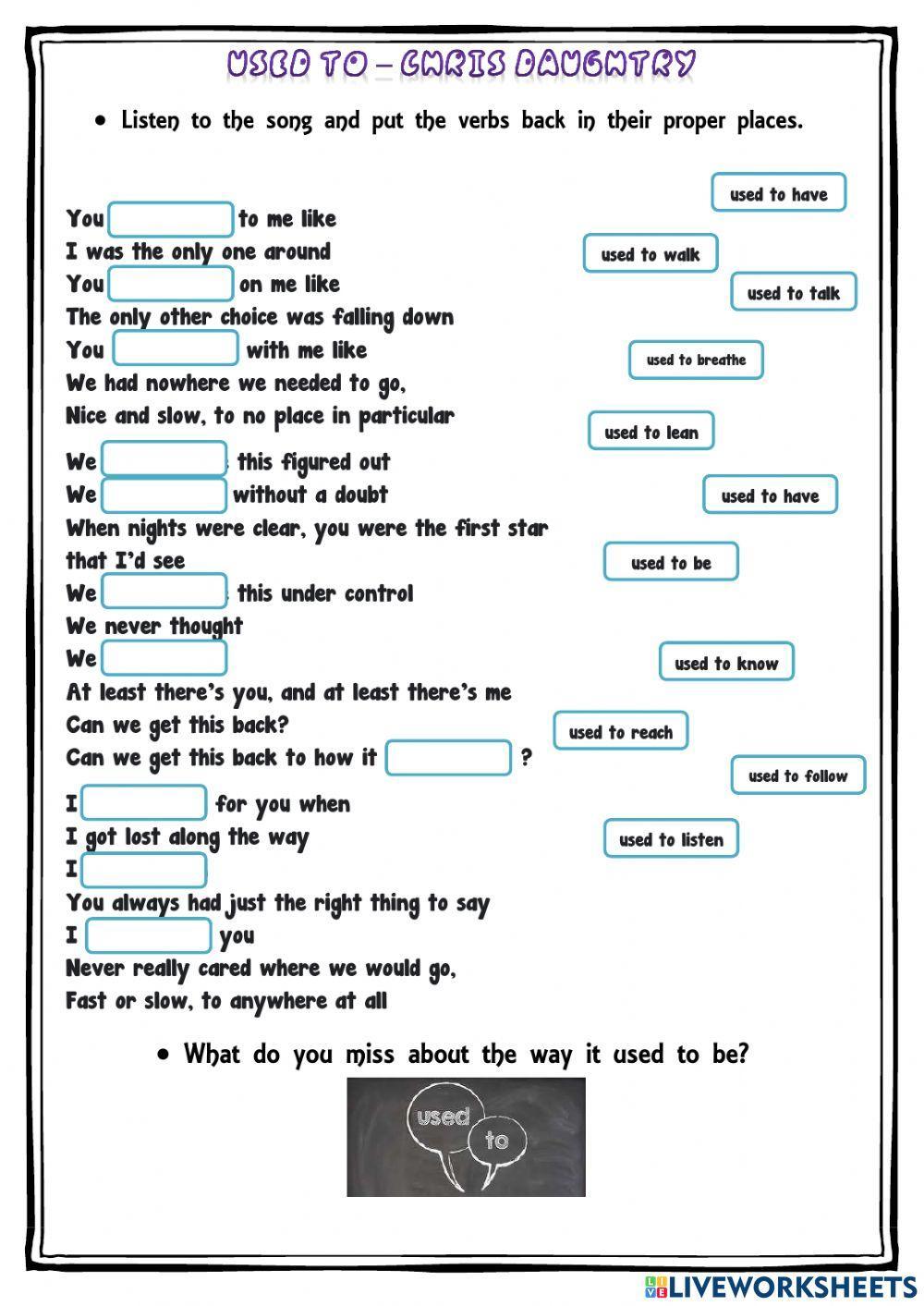 Used to - song by Chris Daughtry - Listening practice