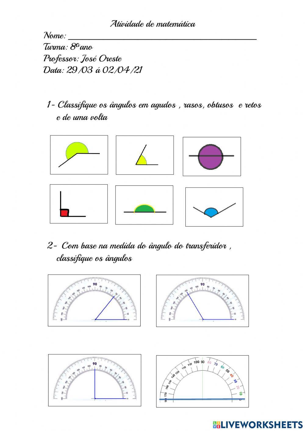 Classificação de ângulos