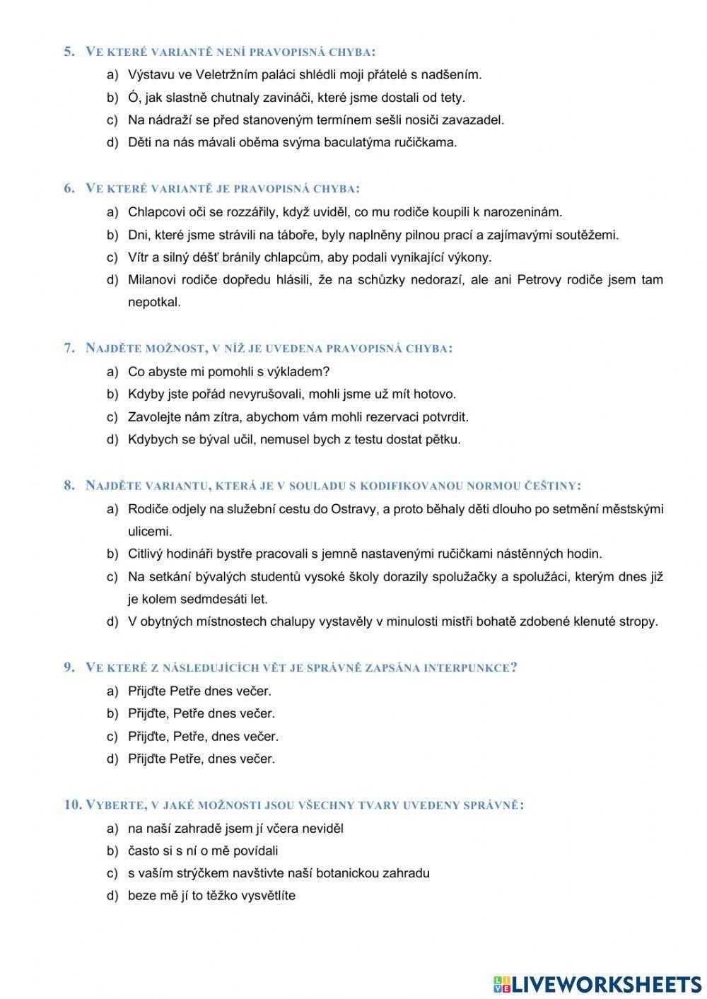 Procvičování pravopisu