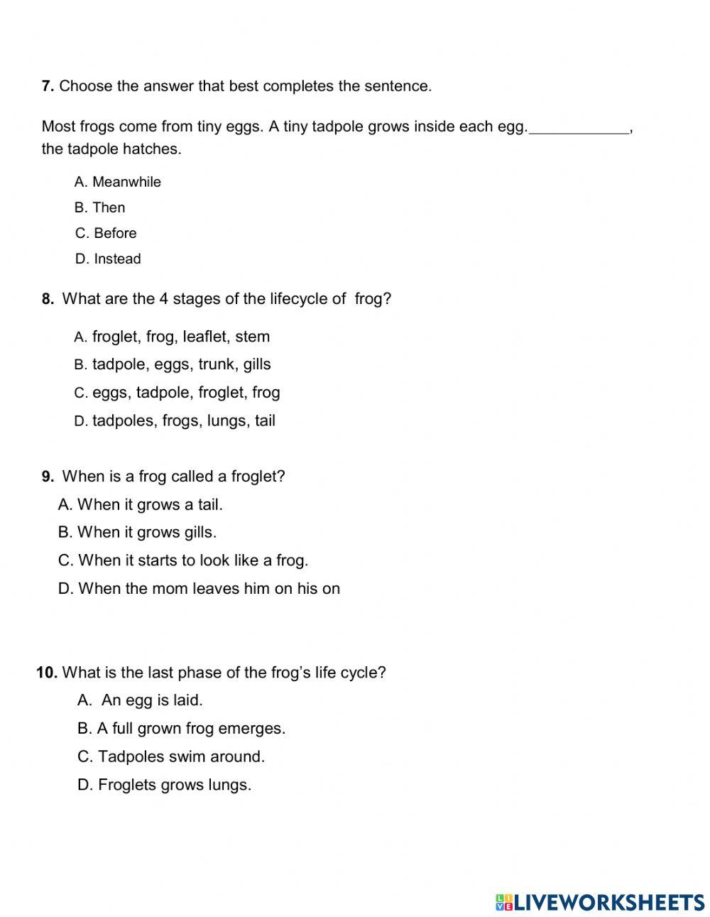 Life Cycle of a Frog