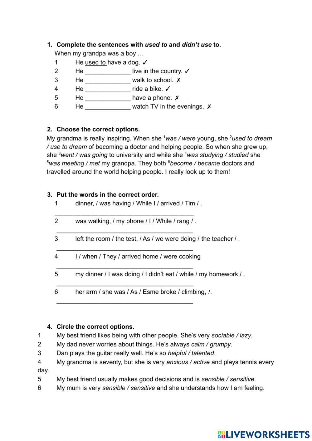 Used to - Past Continuous - Past Simple