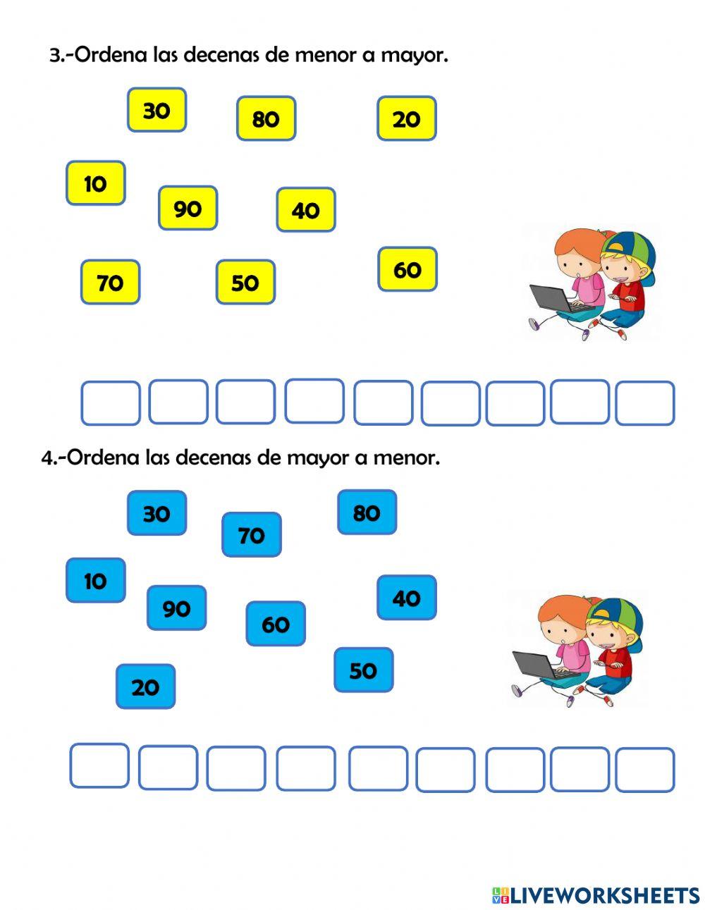 Las decenas de 10 en 10