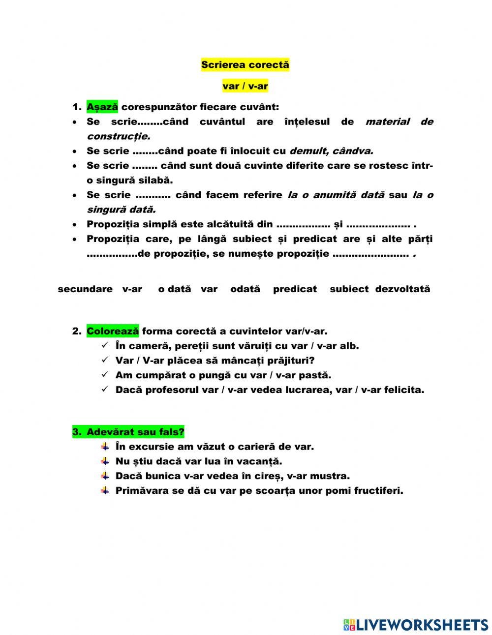 Scrierea corectă var v-ar