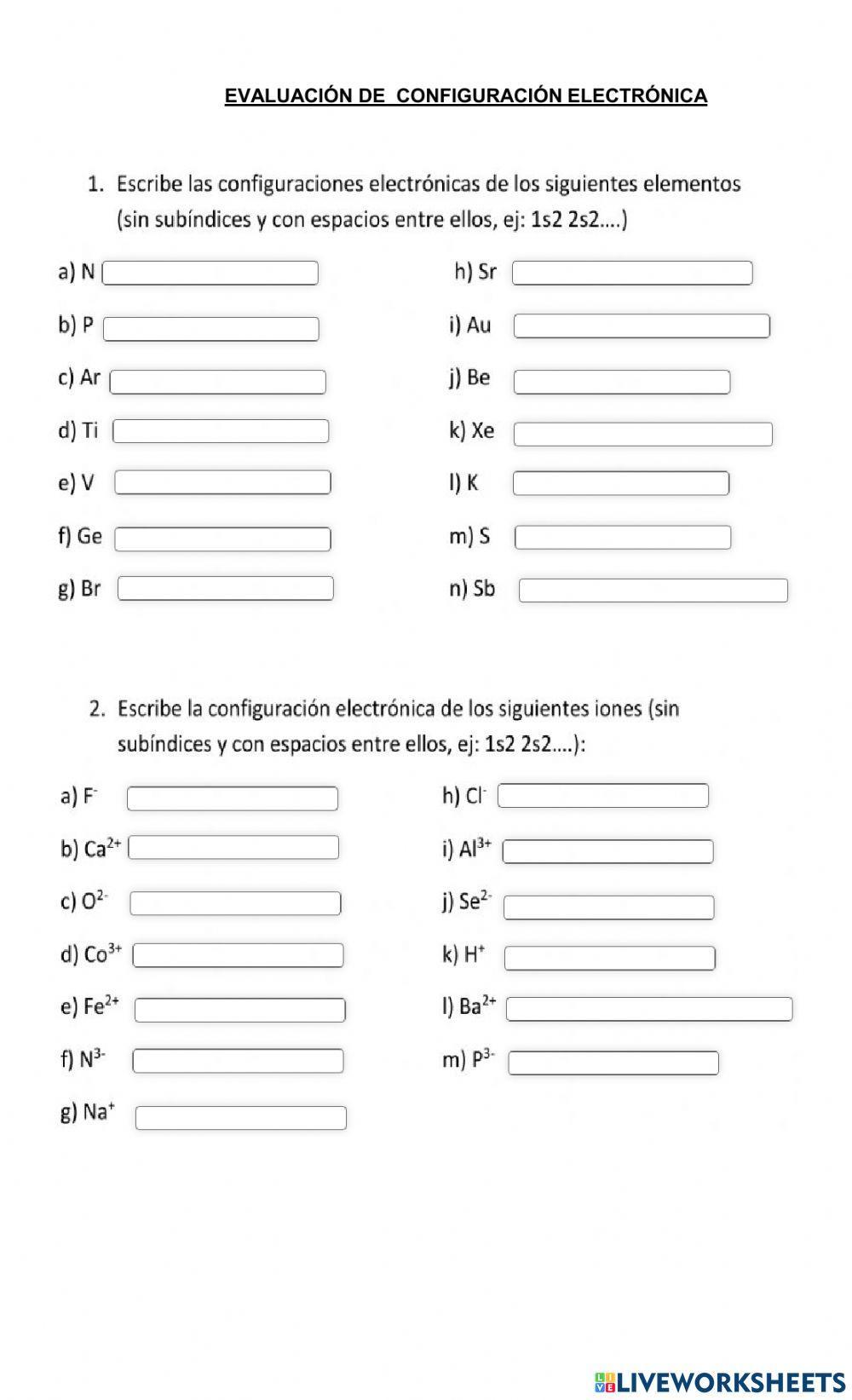 Evaluación configuración