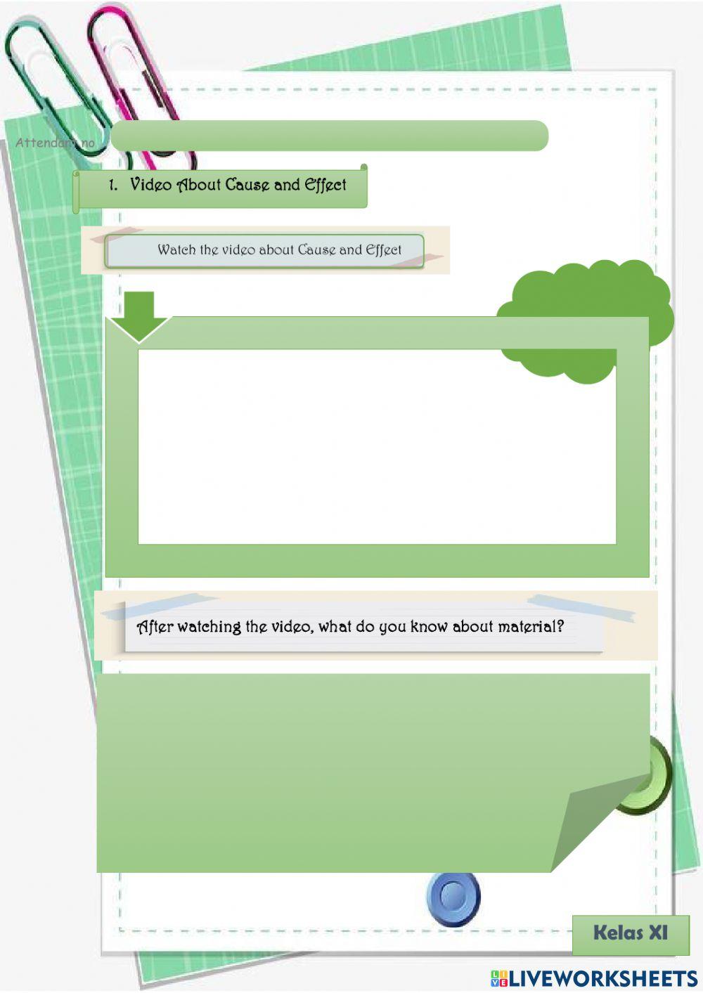 Latihan LKPD Cause and Effect Siswa