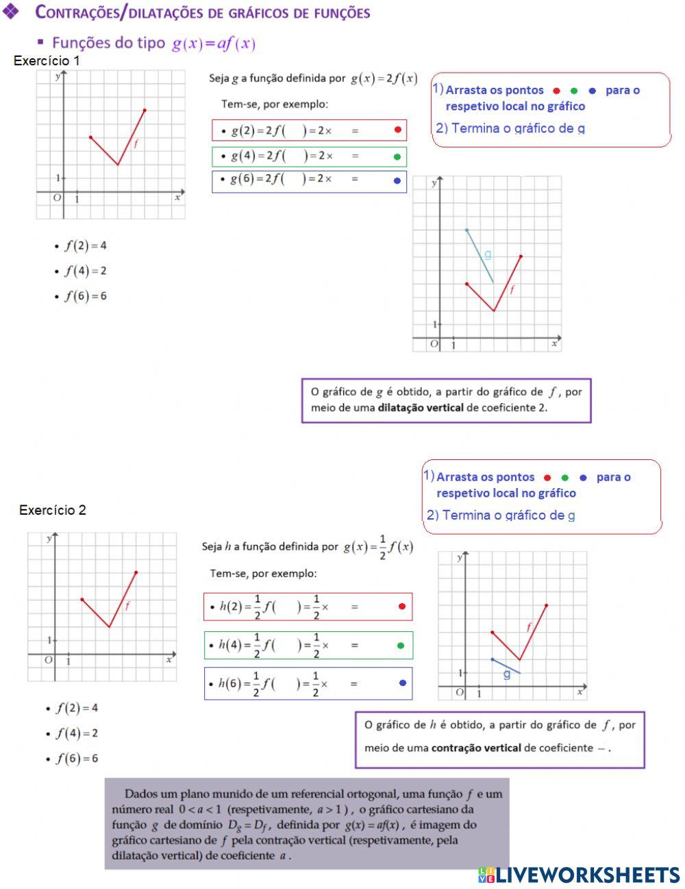 Contrações-Dilatações g(x)-af(x)