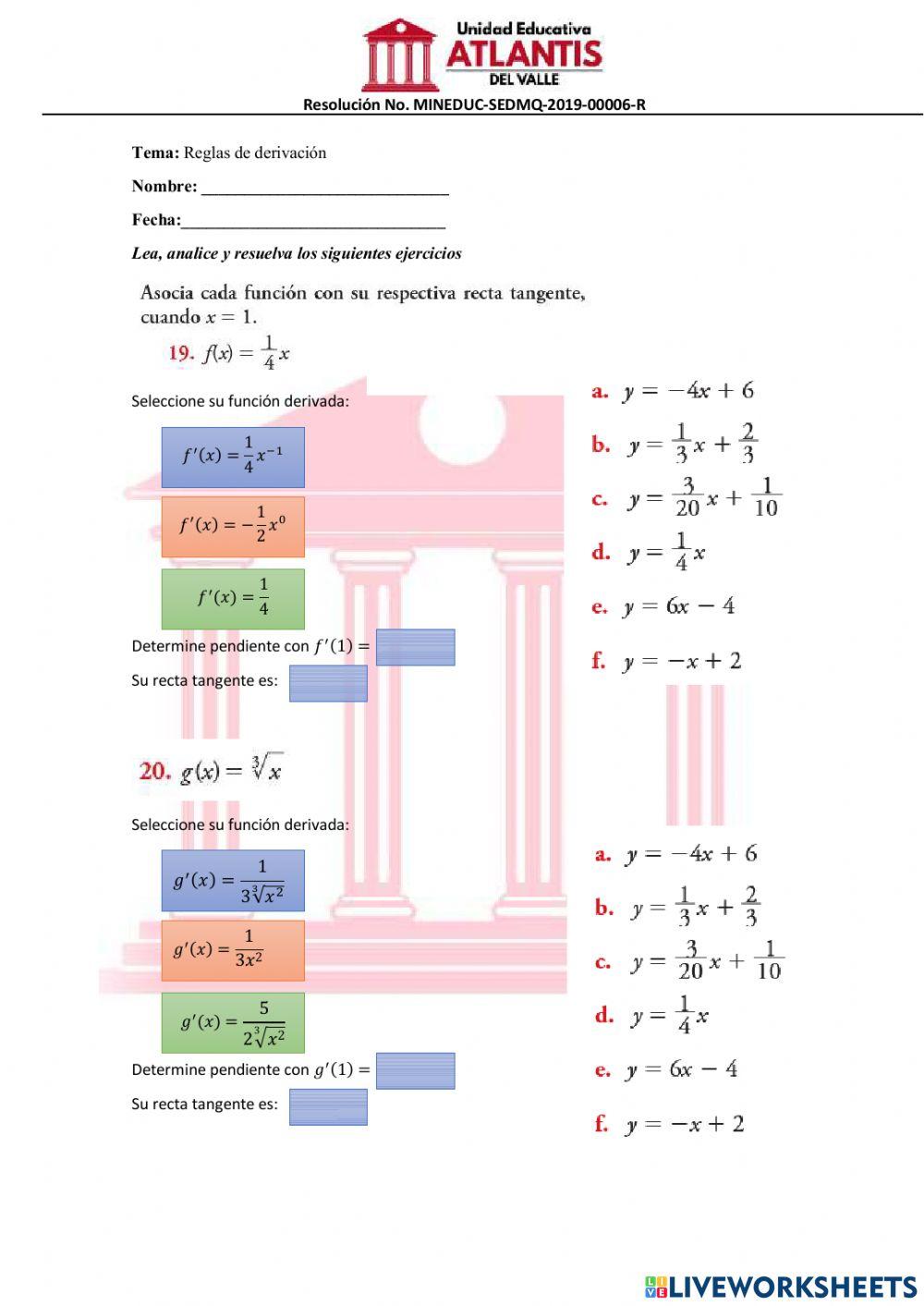 Reglas de derivación 1
