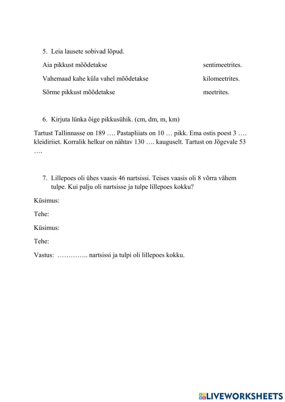 Kontrolltöö 2.klass