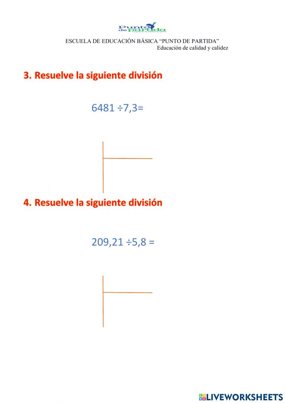 Divisiones con números decimales
