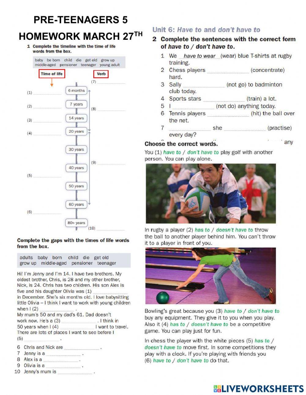 Timelines - Have to -don't have to