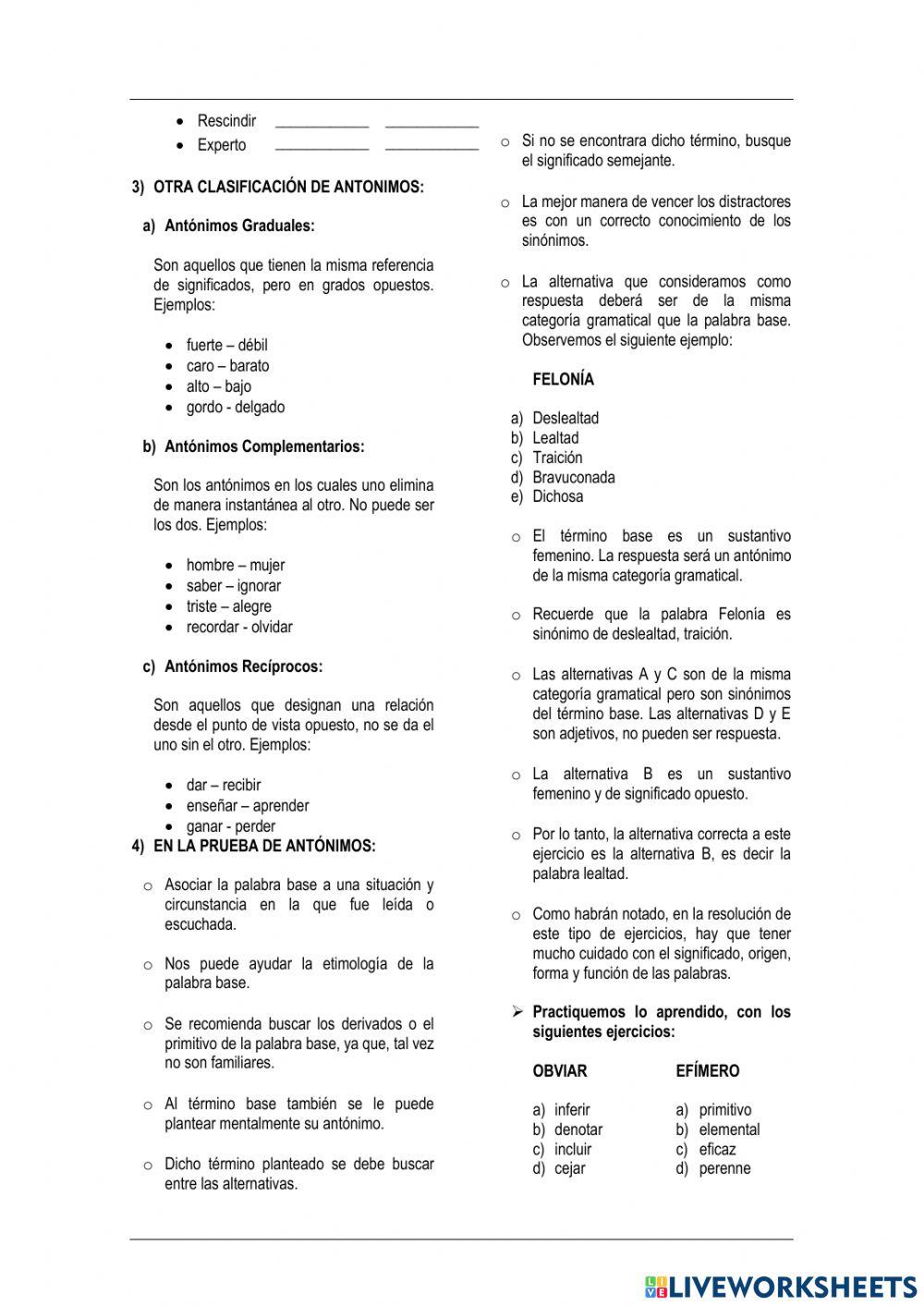 Clases de antónimos