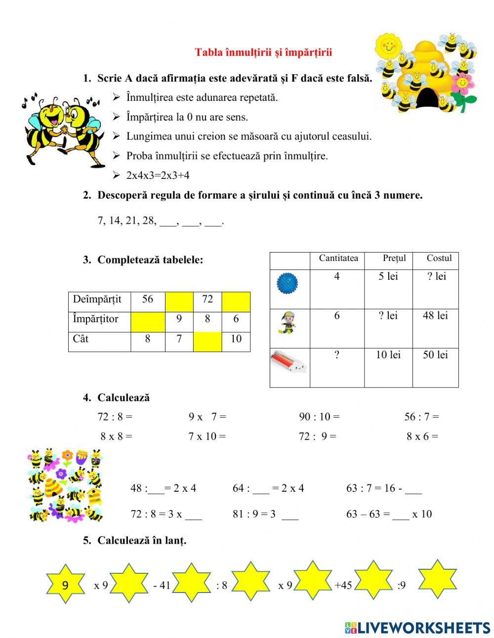 Înmulțirea și împărțirea