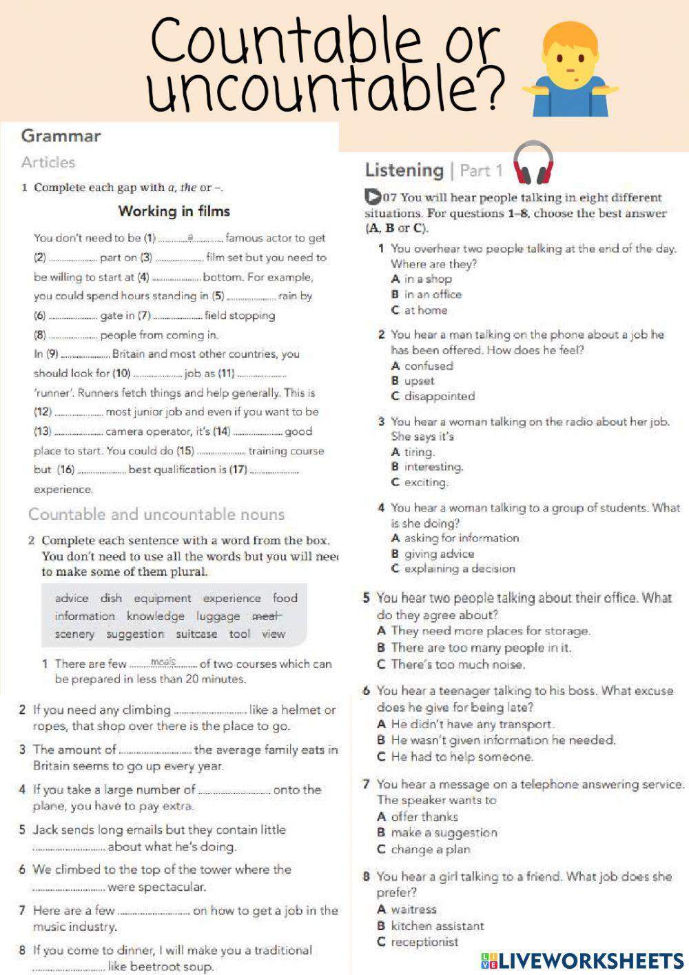 Countable and articles