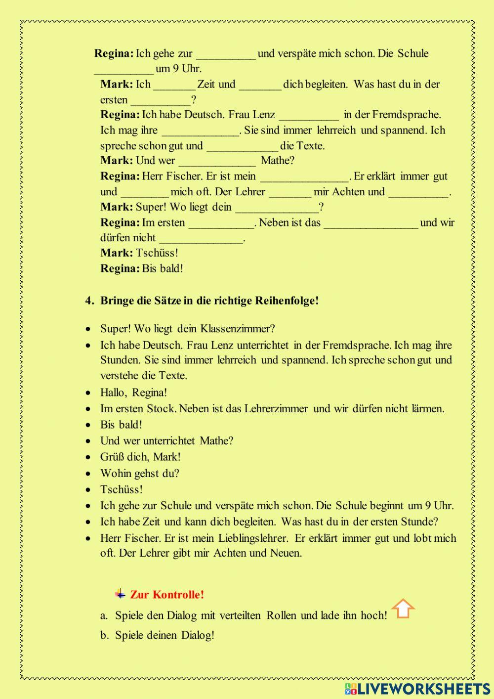 Dialog -In der Schule-