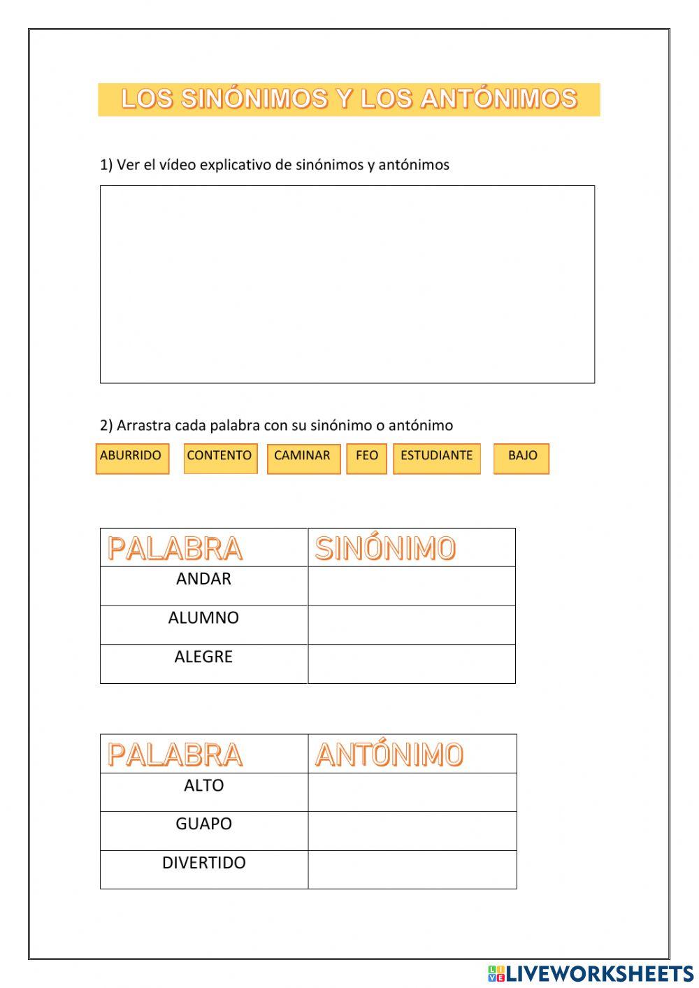 Los sinónimos y los antónimos