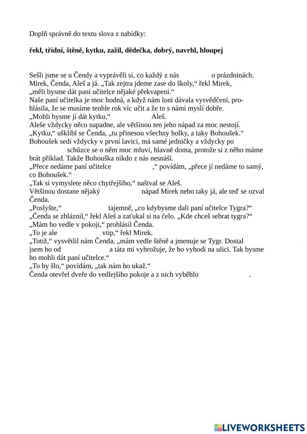 Doplňování slov do textu